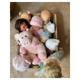 10+ dolls, stuffed animals, etc