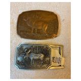 2 belt buckles moose NWT & elk, 3.5' longest