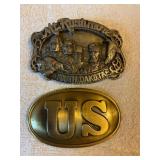 2 belt buckles Mt Rushmore & US, 3.5' longest