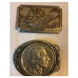 2 belt buckles  Buffalo Nickel &  Eagle 3.5' long