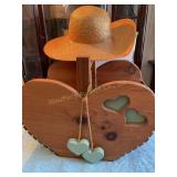 Handmade wooden heart basket 17' x 14ï¿½ & straw