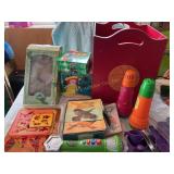 Wooden toy box w/misc. kids toys