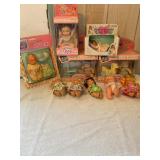 10 dolls w/ accessories 5 1/2' tallest, some NIB