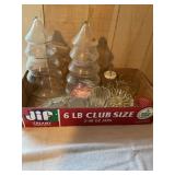 Misc glass trees, candle holders, etc