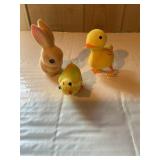 Flocked bunny, chick & duck 2 3/4' tallest