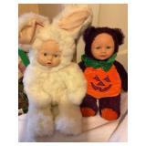 Holiday baby dolls, jointed bunny & pumpkin , 2