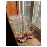 25+ glassware, some cut glass & etched, copper