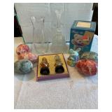 Misc, glass vase, bell, turkey eggs, etc