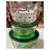 4 Holiday glass bowls  7 1/2' dia largest