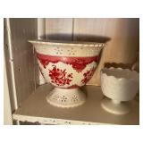 Misc glass bowls, floral holder, cigar boxes,