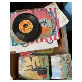 Misc books, records, holiday decor, etc