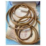 9 embroidery hoops 12' largest, & patterns