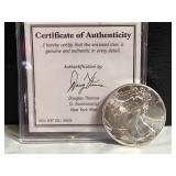 2011 American eagle silver dollar w/COA