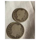 (2) 1894S & 1895 N/M Barber Quarters