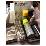 Misc gun cleaning supplies- oil, cloths, rods,
