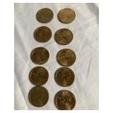 (10) 2000p Sacagawea dollar coins, some w/Curtï¿½s