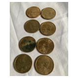 (8) 2000 P&D Sacagawea dollar coins, some