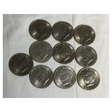 10 Eisenhower dollar coins 1971 1(d),8(n/m)