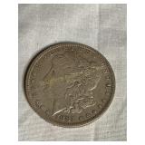 1881 Morgan silver dollar