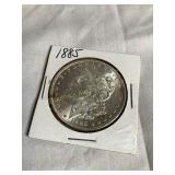 1885 Morgan silver dollar