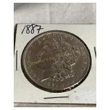 1887 Morgan silver dollar