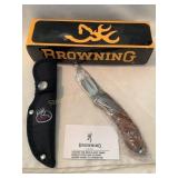 RMEF Browning fixed blade knife w/ nylon sheath,
