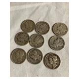 9 Mercury dimes 1943 D&S