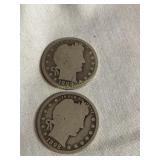(2) 1892 N/M Barber Quarters