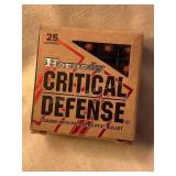 25 Rds., Hornady Critical Defense ammo, 9 mm