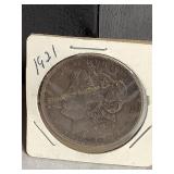 1921 Morgan silver dollar