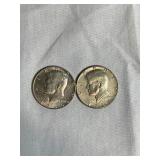 (2) 1966 Kennedy half dollars