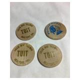 4 Wooden tokens, 1.5'D