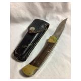 Buck #110 knife, 3.75' blade, w/leather sheath