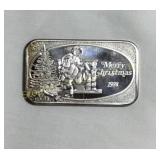 1974 'Merry Christmas' silver art bar, US Silver