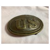 Civil War US brass belt buckle, replica?, 3.5'W