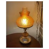 Table lamp amber glass  17' tall working