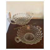 2 Fostoria? handled  bowls, 8'