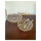 2 Fostoria? Dishes, one divided w/2 glass s