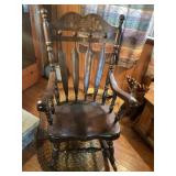 Wood rocking chair walnut finish 25' x 46' x 3