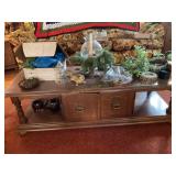 Coffee table with contents 55' x 16ï¿½ x 21ï¿½