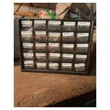 25 compartment cabinet w/ contents 12' x 9ï¿½ x 5ï¿½