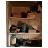 Contents of three shelves, scrap metal, screws,