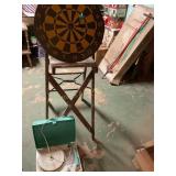 4ï¿½ wood step ladder, show wear, dartboard,