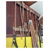 10+ garden tools, rakes, shovels, pic, scraper etc