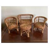 4 pc Wicker doll set 9 1/2' x 7' largest