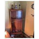 Wood gun cabinet w/ sliding glass doors, drawer,
