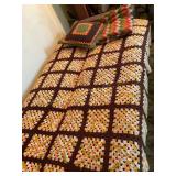 Granny square crocheted blanket 64? x 80', 2