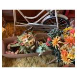 Misc plastic floral arrangements, show wear