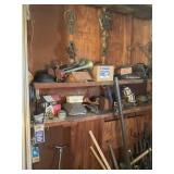 Contents of corner, car parts, gauges, am car