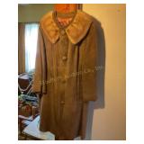 Ladies coat brown, suede fur collar?, No labels.